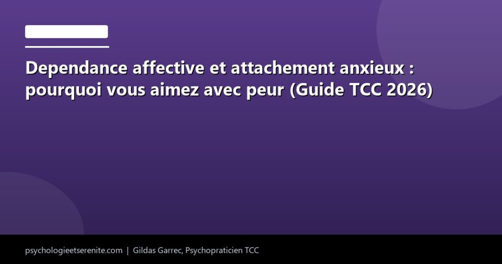 Dependance affective et attachement anxieux : pourquoi vous aimez avec peur (Guide TCC 2026) - Psychologie et Serenite