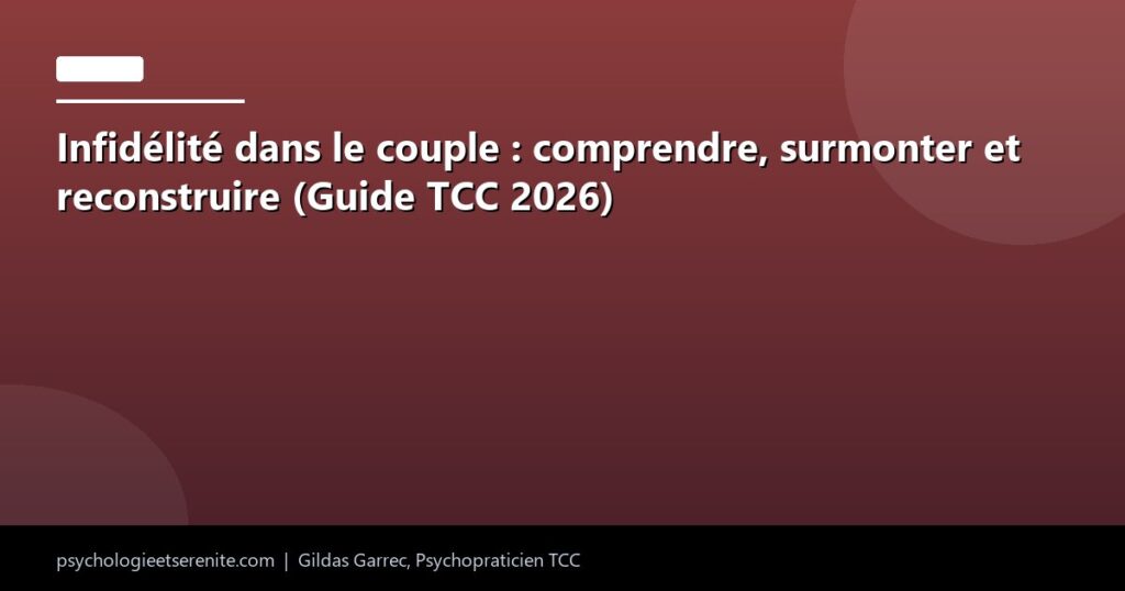 Infidélité dans le couple : comprendre, surmonter et reconstruire (Guide TCC 2026) - Psychologie et Serenite